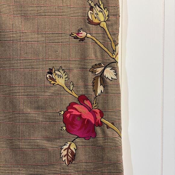 Company Ellen Tracy Dk Academia Houndstooth Embroidered Wool Skirt Size 8 Brown - Picture 6 of 10